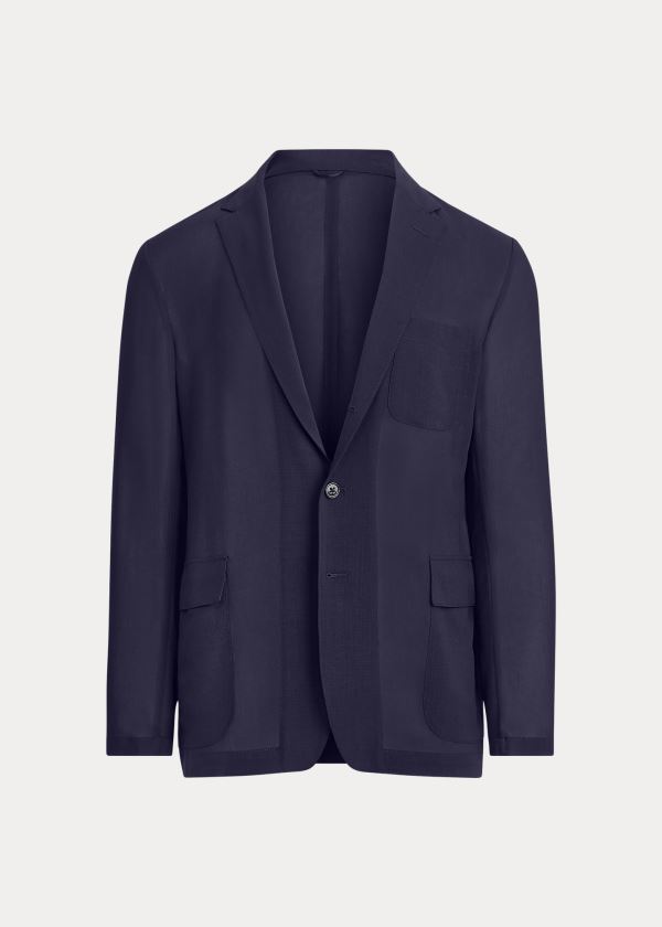 Ralph Lauren Wool Gauze Sportovní Coat Tmavě Blankyt | XLjG3CAu