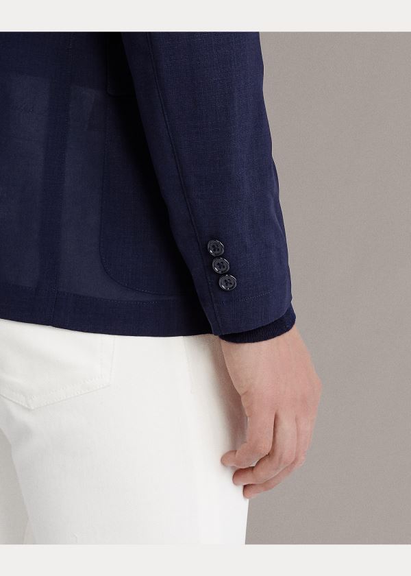 Ralph Lauren Wool Gauze Sportovní Coat Tmavě Blankyt | XLjG3CAu