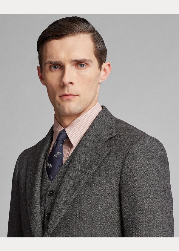 Ralph Lauren Wool Herringbone Sportovní Coat Černé Krém | 24xTAp6O