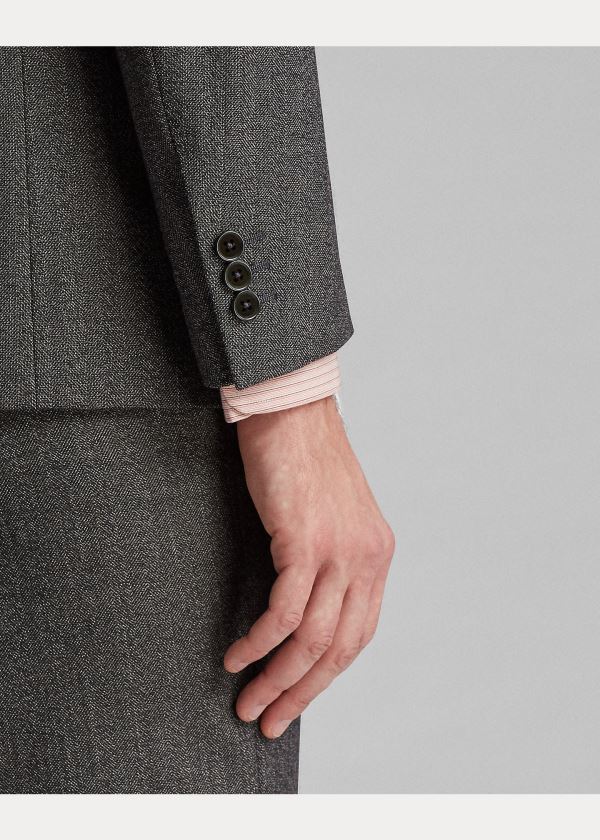 Ralph Lauren Wool Herringbone Sportovní Coat Černé Krém | 24xTAp6O