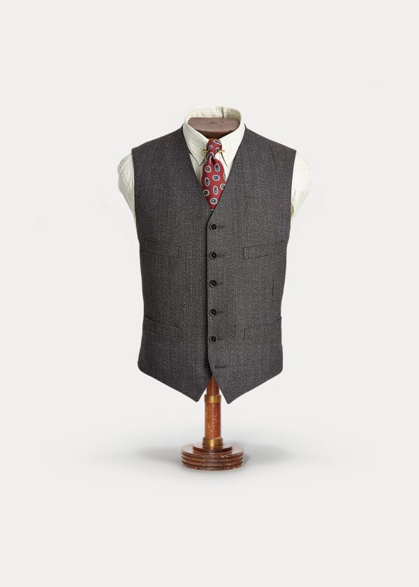 Ralph Lauren Wool Herringbone Vest Černé Krém | Sr9d3ibH