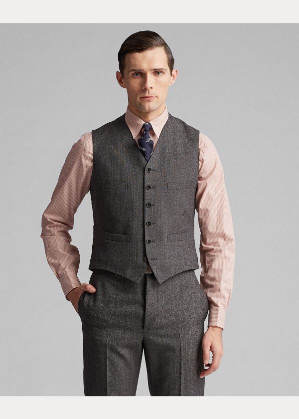 Ralph Lauren Wool Herringbone Vest Černé Krém | Sr9d3ibH