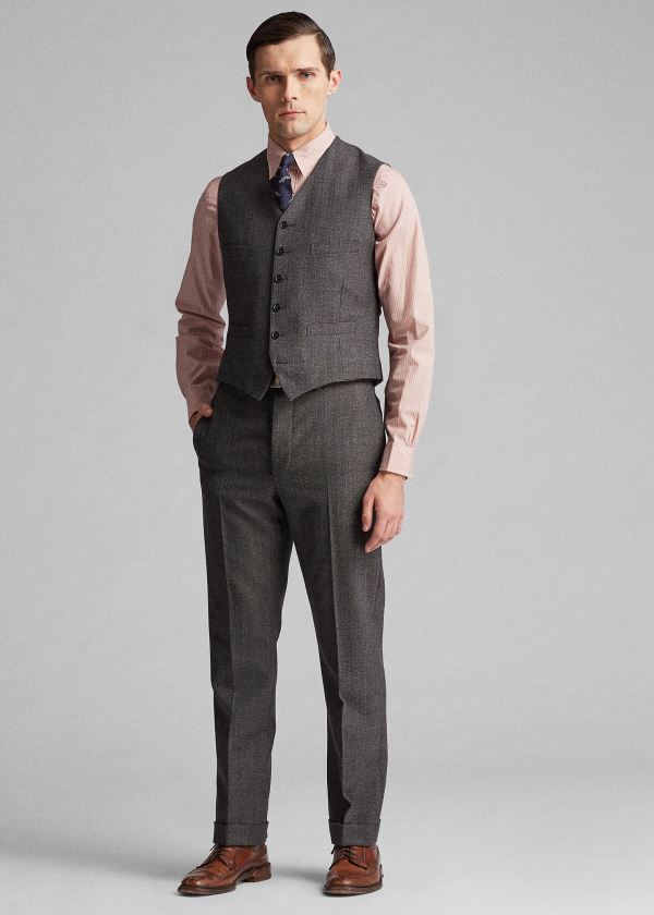 Ralph Lauren Wool Herringbone Vest Černé Krém | Sr9d3ibH