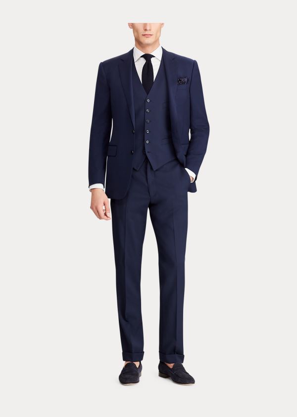 Ralph Lauren Wool Serge Vest Tmavě Blankyt | wXfEzp79