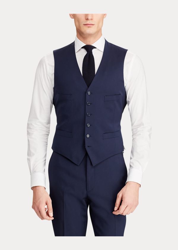 Ralph Lauren Wool Serge Vest Tmavě Blankyt | wXfEzp79