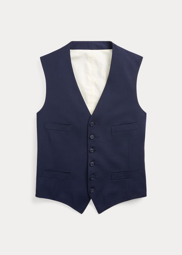 Ralph Lauren Wool Serge Vest Tmavě Blankyt | wXfEzp79