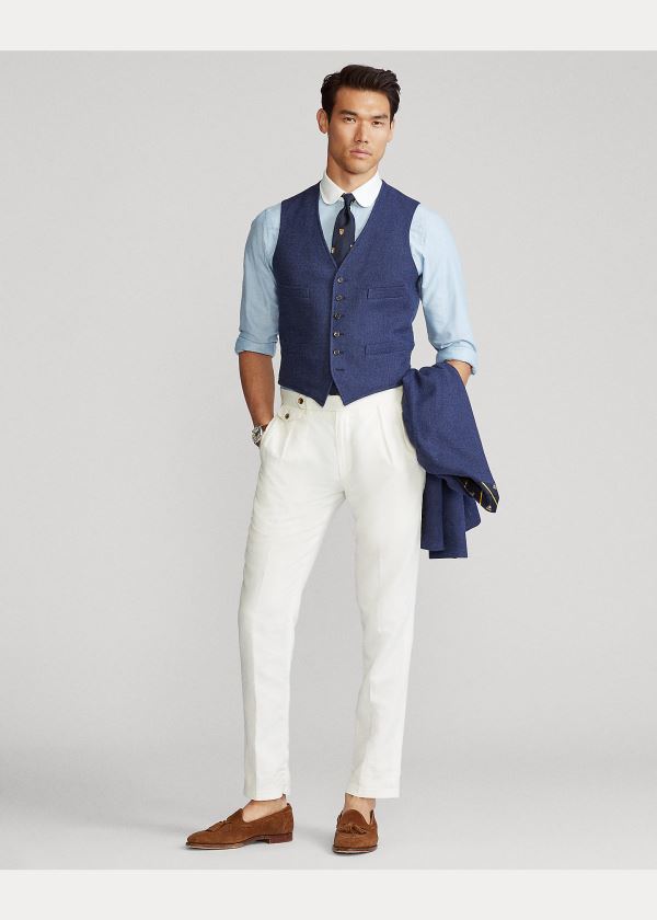 Ralph Lauren Wool-Silk-Linen Tweed Vest Indigo Blankyt | XU5XW3wA