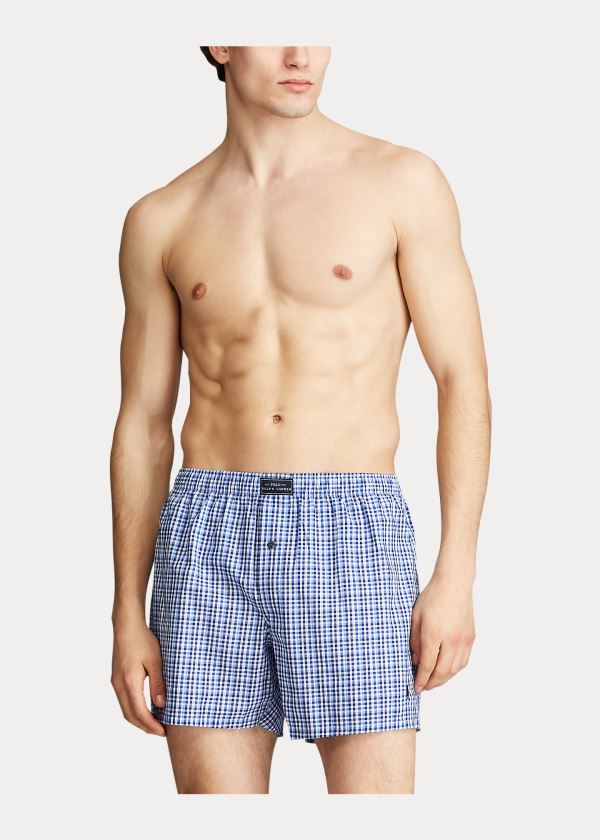 Ralph Lauren Woven Bavlněné Boxerské Blankyt | 0OGTcxbU