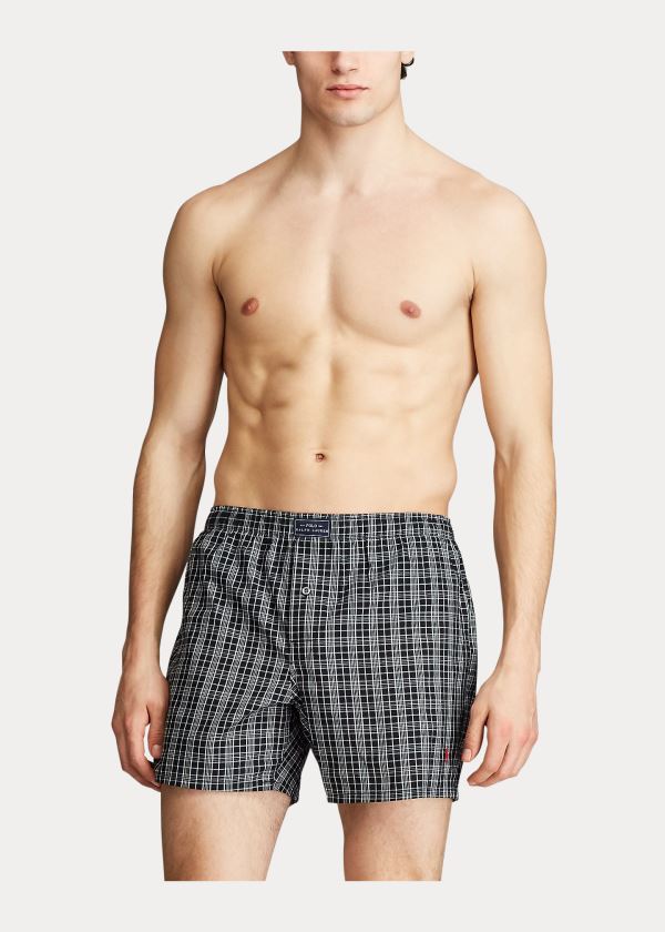 Ralph Lauren Woven Bavlněné Boxerské Tmavě Šedé Proužek | 8KnlCn7R
