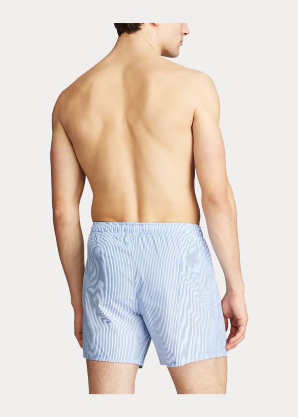 Ralph Lauren Woven Bavlněné Boxerské Tmavě Blankyt Proužek | TyyChwxX