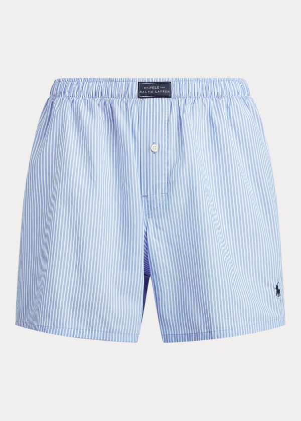Ralph Lauren Woven Bavlněné Boxerské Tmavě Blankyt Proužek | TyyChwxX