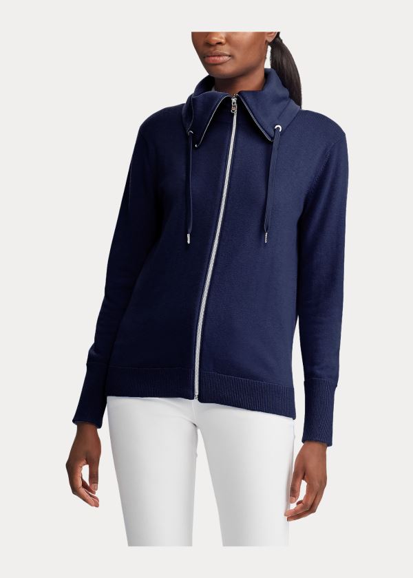 Ralph Lauren Zip Funnelneck Golfové Svetrové Tmavě Blankyt | BSDCWw1r