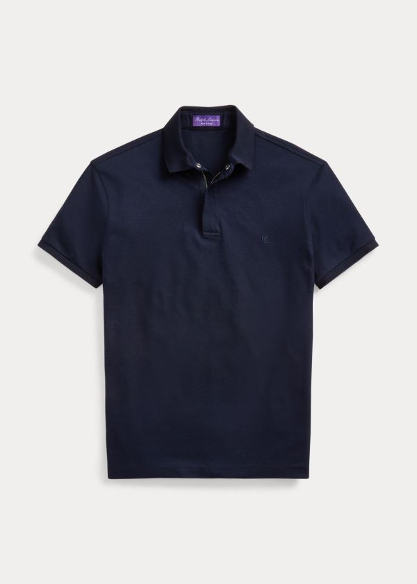 Ralph Lauren Zip-Placket Stretch Piqué Polo Tmavě Blankyt | BgidIJUc