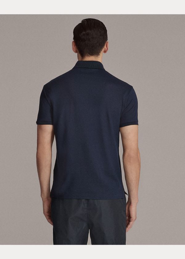 Ralph Lauren Zip-Placket Stretch Piqué Polo Tmavě Blankyt | BgidIJUc