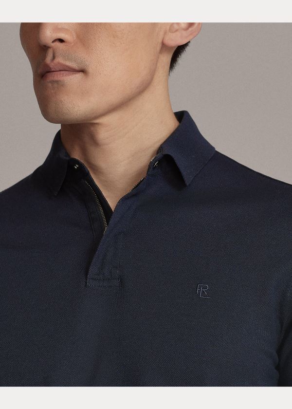 Ralph Lauren Zip-Placket Stretch Piqué Polo Tmavě Blankyt | BgidIJUc