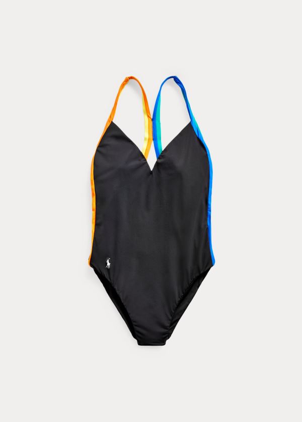 Ralph Lauren Závodní-Stripe One-Piece Černé | XZskzc0w