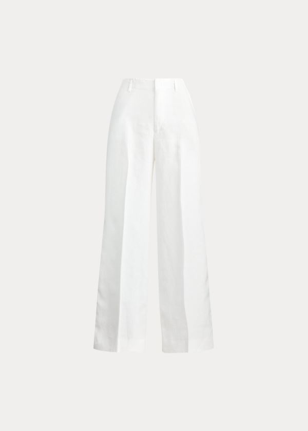 Ralph Lauren Široké-Leg Linen Pant Bílé | aqQbLRZi