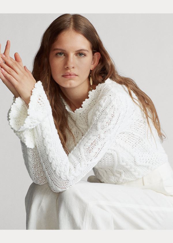 Ralph Lauren Široké-Leg Linen Pant Bílé | aqQbLRZi