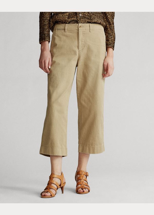 Ralph Lauren Široké-Leg Twill Pant Hnědé | ChYfNflB