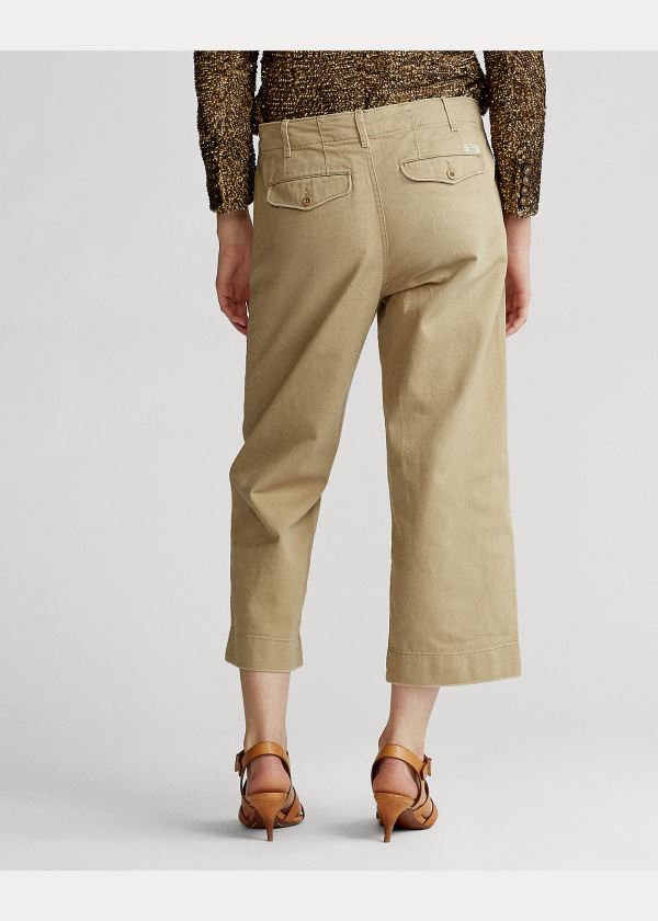 Ralph Lauren Široké-Leg Twill Pant Hnědé | ChYfNflB
