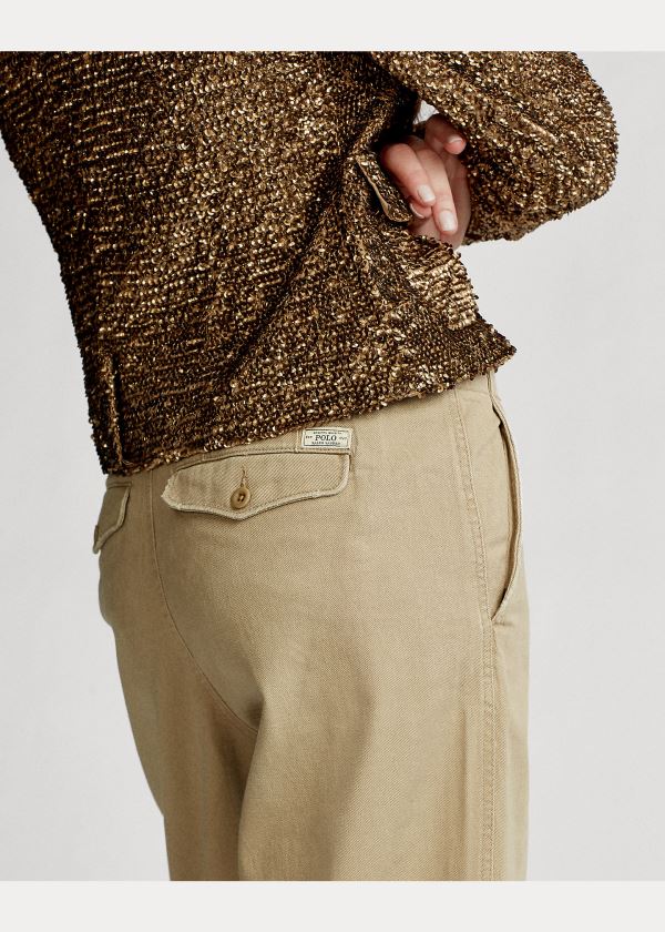 Ralph Lauren Široké-Leg Twill Pant Hnědé | ChYfNflB