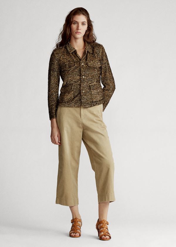 Ralph Lauren Široké-Leg Twill Pant Hnědé | ChYfNflB