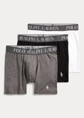 Ralph Lauren 4D Flex Boxerské Brief 3-Pack Bílé Šedé Černé | dJeul4ex