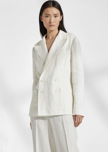 Ralph Lauren Alexi Linen Jacket Bílé | bi8lnRiw