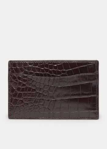 Ralph Lauren Alligator Card Case Tmavě Hnědé | ymSDSMhK