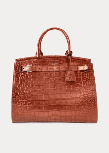 Ralph Lauren Alligator Large RL50 Handbag Hnědé | Xr14bCNT