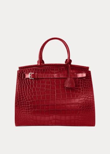 Ralph Lauren Alligator Medium RL50 Handbag Tmavě Červené | Upf0itlM