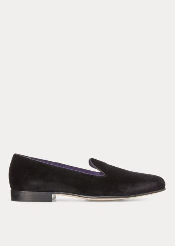 Ralph Lauren Alonzo Velvet Pantofle Černé | 76d3QWdm
