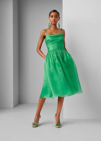 Ralph Lauren Annora Silk Organza Šaty Zelene | yJvg2nmF