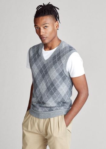 Ralph Lauren Argyle Cashmere Svetrové Vest Šedé Viacfarebný | hB6AdBQO