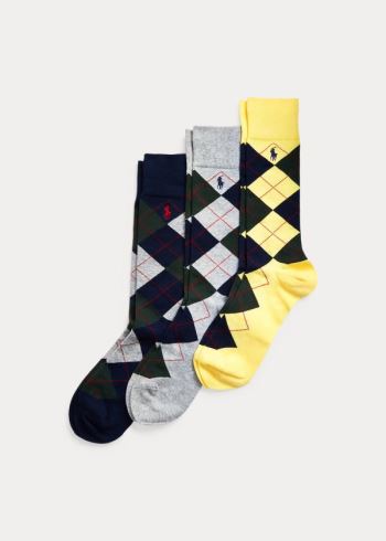 Ralph Lauren Argyle Šaty Sock 3-Pack Světle Žluté | L84bBWjC