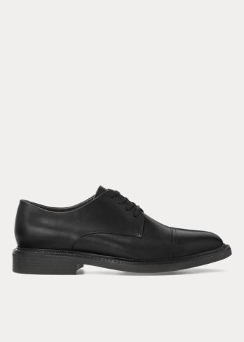 Ralph Lauren Asher Læder Cap Špicí Shoe Černé | QbIVHDTQ