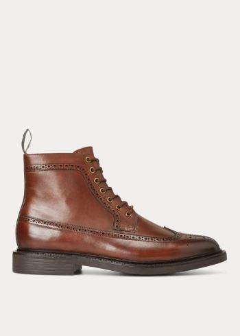 Ralph Lauren Asher Læder Wingtip Boot Hnědé | XoQbHeaG