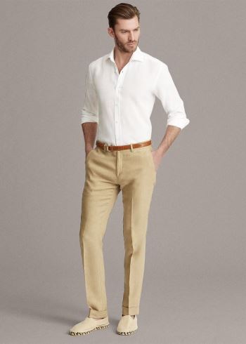 Ralph Lauren Aston Linen Sportovní Shirt Bílé | daNKcu4o