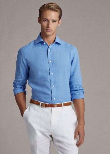 Ralph Lauren Aston Linen Sportovní Shirt Blankyt | lj26rOJe