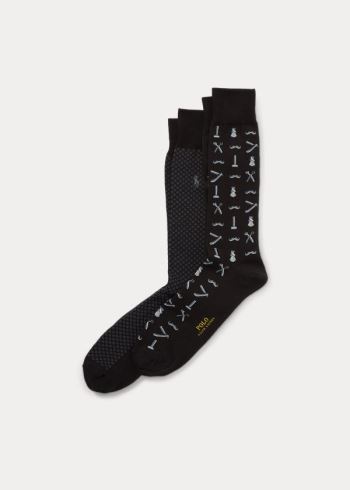 Ralph Lauren Barber Trouser Sock 2-Pack Černé | 1sGbWyko