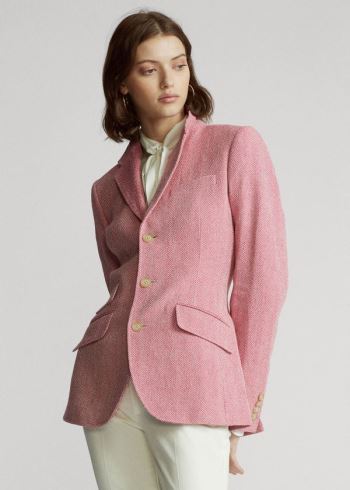 Ralph Lauren Bavlněné-Blend Blazer Růžové Krém | MzpLcoHM