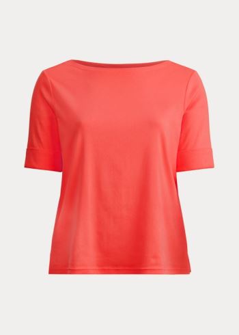 Ralph Lauren Bavlněné-Blend Boatneck Top Červené | s4LZ10Hl