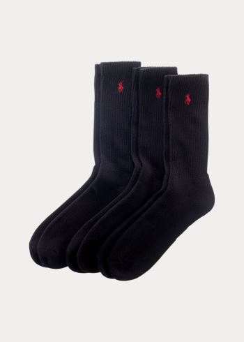 Ralph Lauren Bavlněné-Blend Crew Sock 3-Pack Černé | 23woRa4M