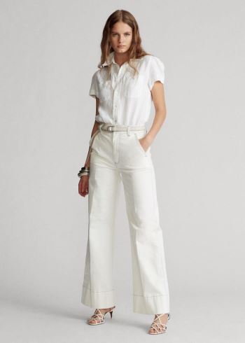 Ralph Lauren Bavlněné-Blend Široké-Leg Pant Světle Bílé | j3t4X89s