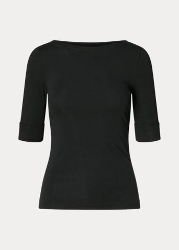 Ralph Lauren Bavlněné Boatneck Top Černé | nubtgLbR