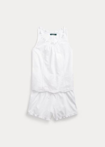 Ralph Lauren Bavlněné Boxerské PJ Set Bílé | 7kq2snPf