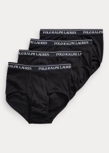 Ralph Lauren Bavlněné Brief 4-Pack Černé | XzzScKtv