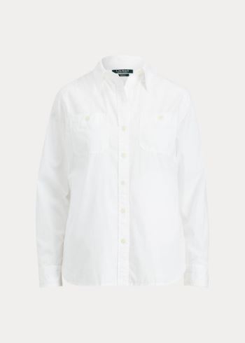Ralph Lauren Bavlněné Broadcloth Shirt Bílé | 30VWpV69