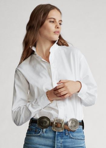 Ralph Lauren Bavlněné Broadcloth Shirt Bílé | Lp6DbXy6