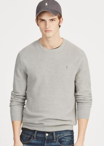 Ralph Lauren Bavlněné Crewneck Svetrové Šedé | IDQeJhbc